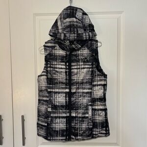 Gerry Women Medium Full-Zip Quilted Packable Reversible Down Vest Hooded Pockets